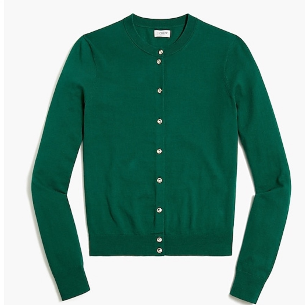 J. Crew: Autumn Pine (dark green) Cardigan.